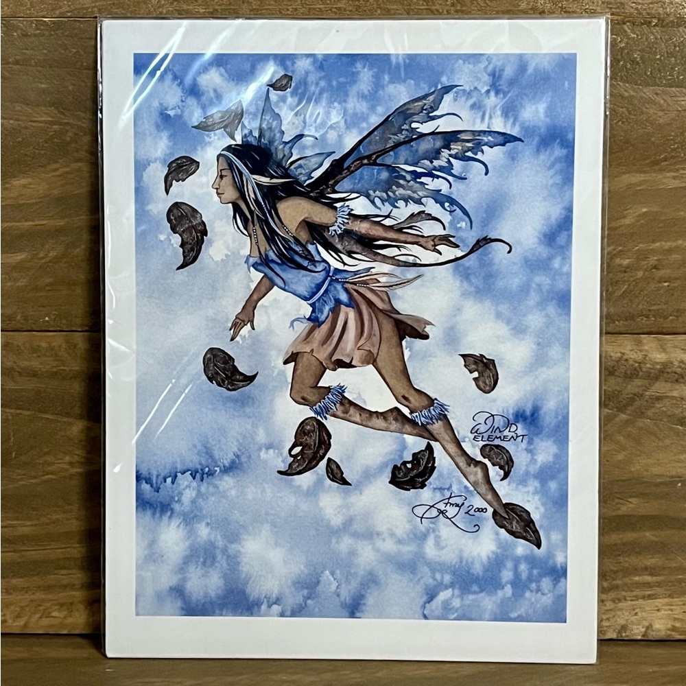 Amy Brown Wind Element 2000 fairy art print VTG Y2K retired unused collectible